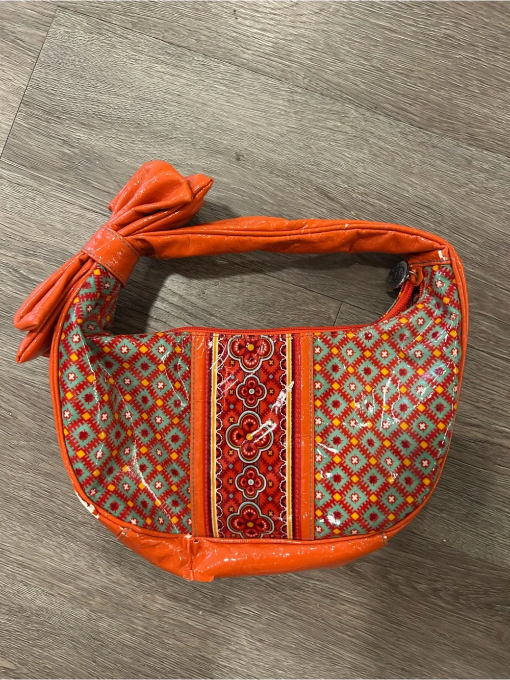 Vera Bradley Orange Patterned Women's Shoulder Bag with Bow Accent